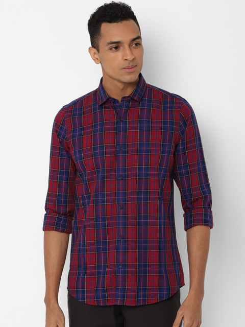 

Allen Solly Men Red & Navy Blue Slim Fit Checked Casual Shirt