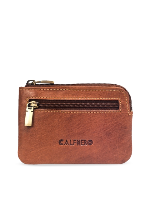

CALFNERO Unisex Camel Brown Solid Zip Around Leather Wallet