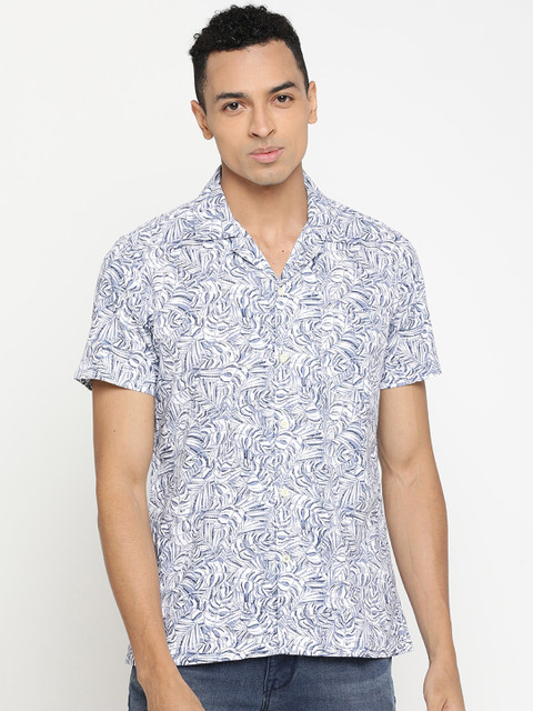 

Pepe Jeans Men Blue & White Regular Fit Printed Casual Shirt