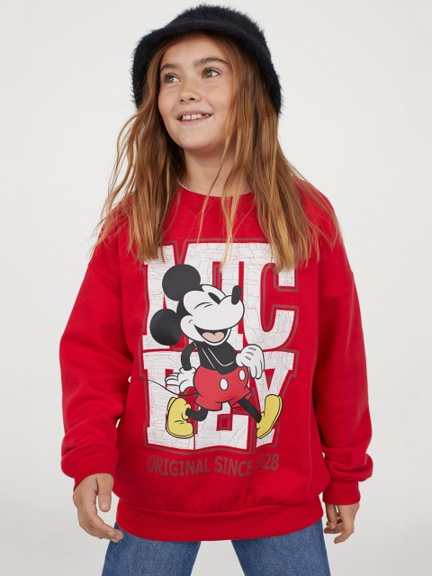 

H&M Girls Red Oversized printed sweatshirt