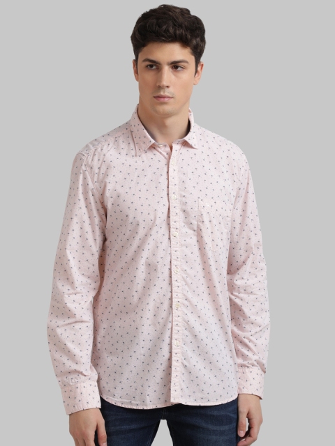 Parx Men Orange Slim Fit Printed Casual Shirt