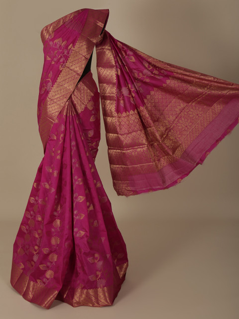 

Pothys Magenta Woven Design Jute Silk Saree
