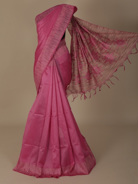 

Pothys Pink Solid Jute Silk Saree