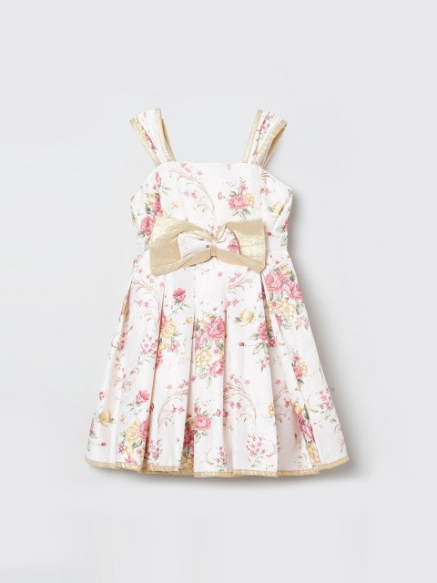 

max Girls Off-White Printed Fit and Flare Dress