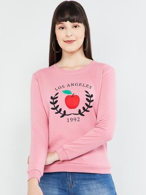 

max Women Pink & Black Printed Sweatshirt