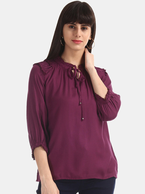 

Cherokee Women Purple Solid Top