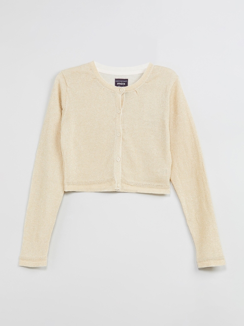 

max Girls Gold-Coloured Solid Cardigan