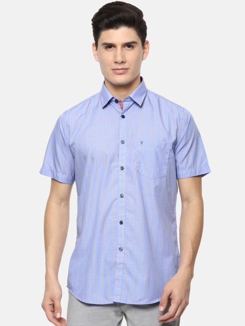 

Van Heusen Sport Men Blue & Orange Slim Fit Checked Casual Shirt