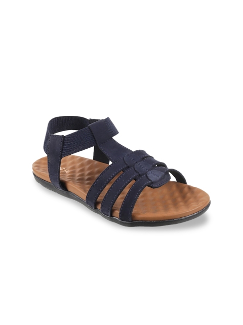 

Mochi Women Navy Blue Solid Suede Open Toe Flats