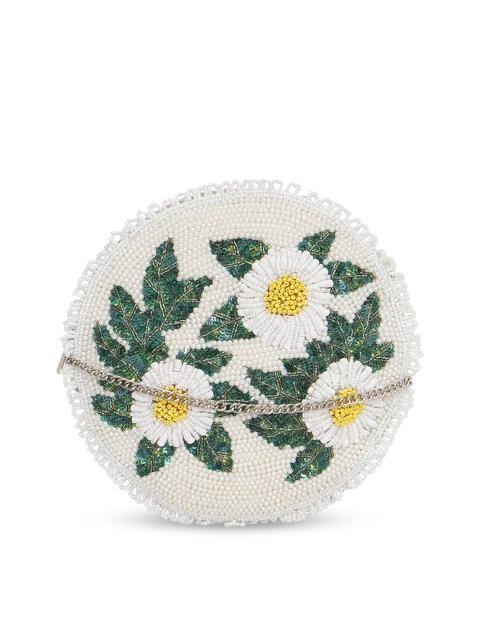 

Diwaah White & Green Embellished Sling Bag