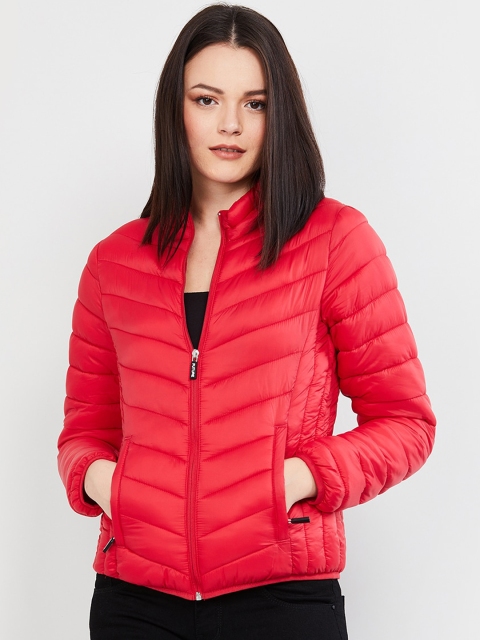 

max Women Red Solid Padded Jacket