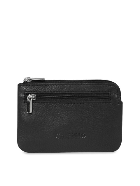 

CALFNERO Unisex Black Solid Zip Around Wallet