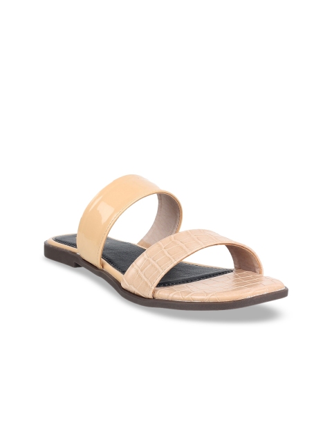 

STEPpings Women Beige Textured Open Toe Flats