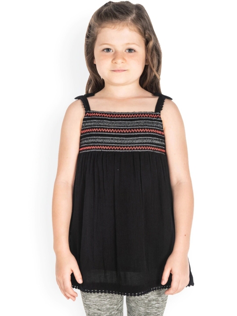 

Cherry Crumble Girls Black Striped A-Line Top