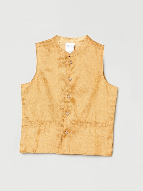 

max Boys Gold-Toned Self Design Lightweight Ethnic Jacket