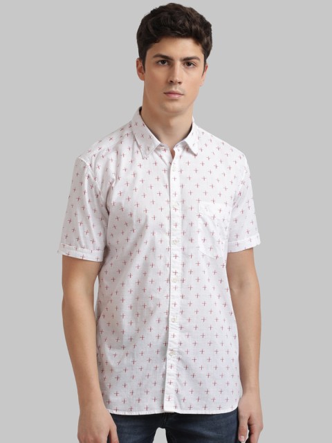 

Parx Men White & Maroon Slim Fit Printed Casual Shirt