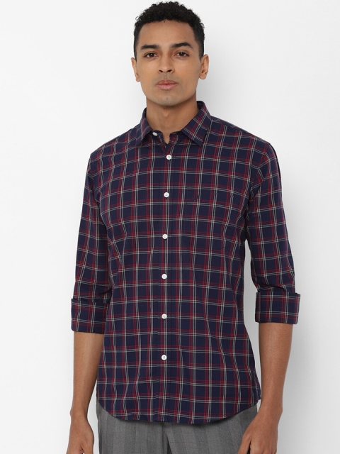 

Allen Solly Men Navy Blue & Red Slim Fit Checked Casual Shirt
