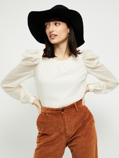 

max Women Off-White Embroidered Top