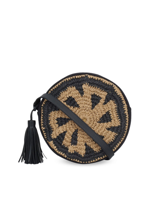 

Diwaah Black & Beige Woven Design Sling Bag