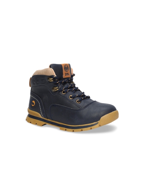 

Bubblegummers Boys Navy Blue Solid PU Mid-Top Flat Boots