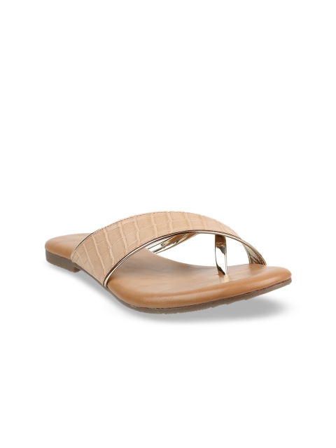 

STEPpings Women Beige Textured Open Toe Flats