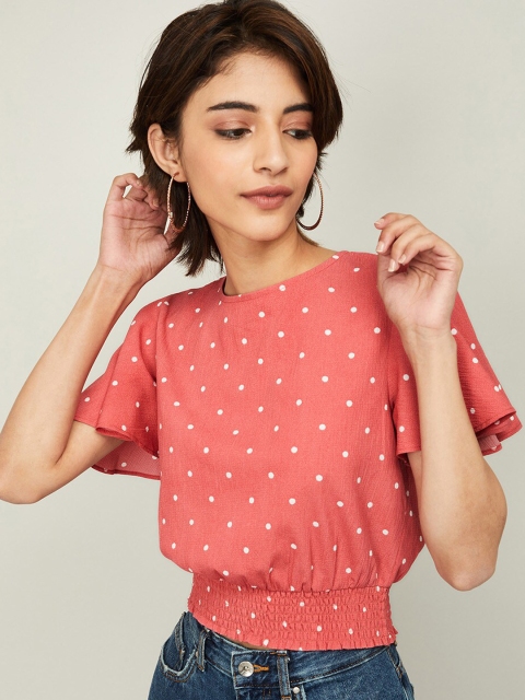 

Ginger by Lifestyle Women Coral Printed Blouson Top