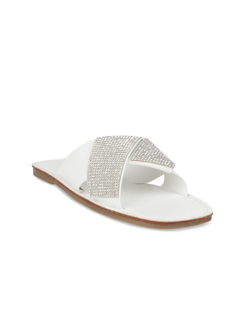 

STEPpings Women White Embellished Open Toe Flats