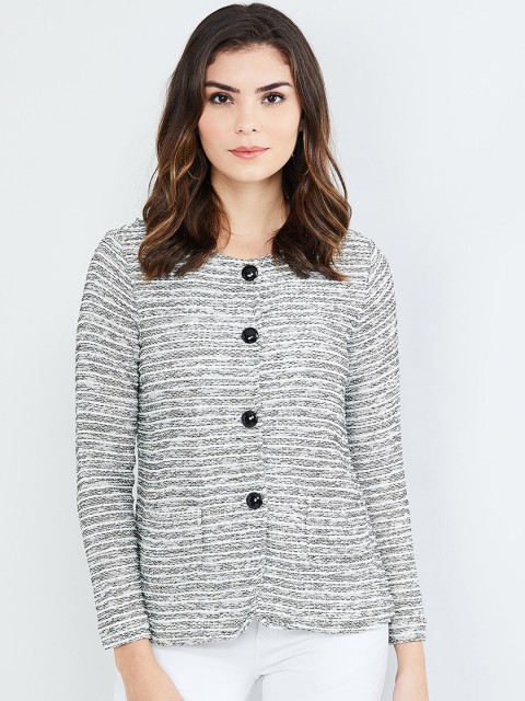 

max Women White Solid Bomber