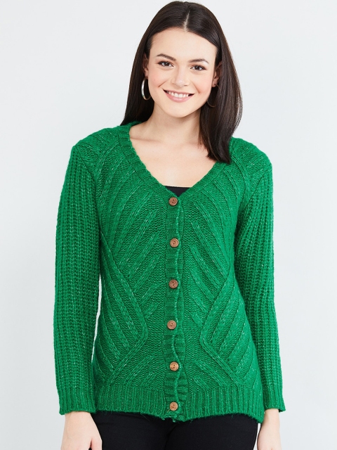 

max Women Green Self-Design Cardigan