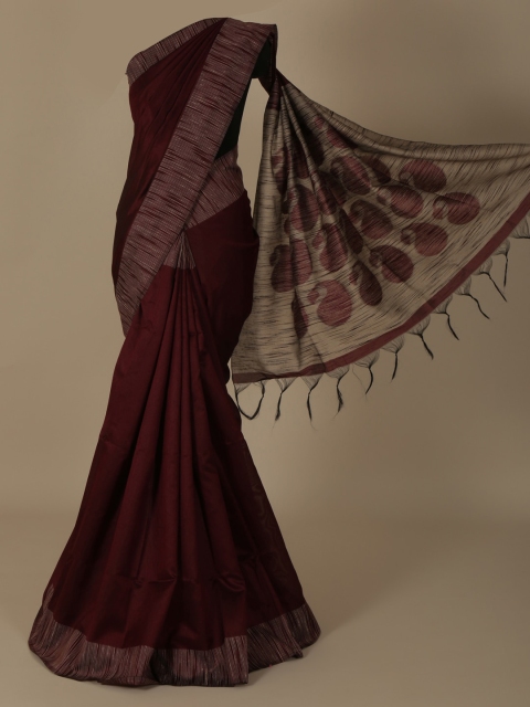 

Pothys Brown Woven Design Jute Silk Saree