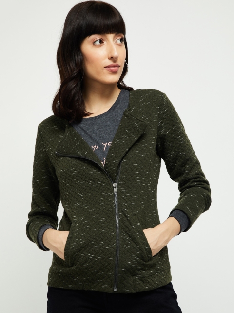 

max Women Olive Green Printed Tailored Jacket