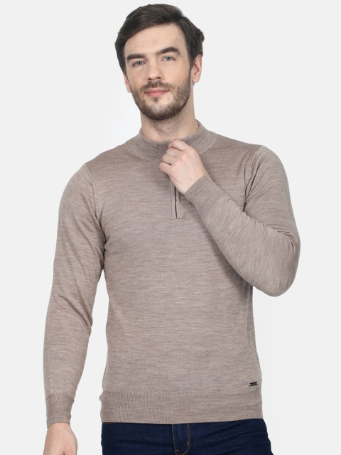 

Monte Carlo Men Taupe Solid Woollen Pullover Sweater