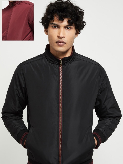 

max Men Black Solid Reversible Bomber