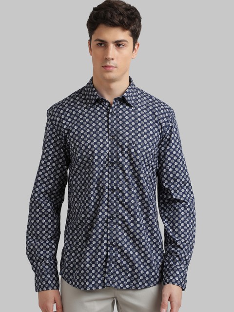 

Parx Men Blue Slim Fit Printed Casual Shirt