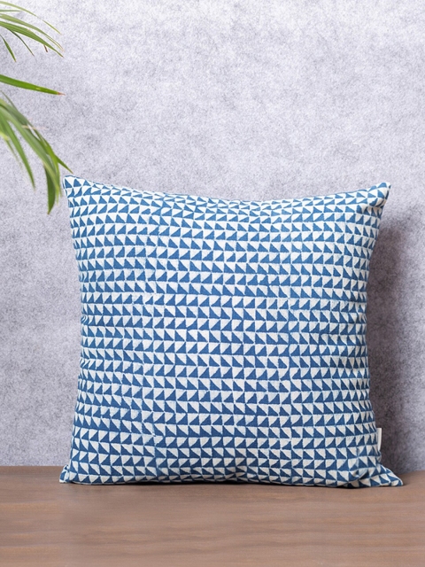 

PETAL HOME Blue & White Abstract Square Cushion Cover
