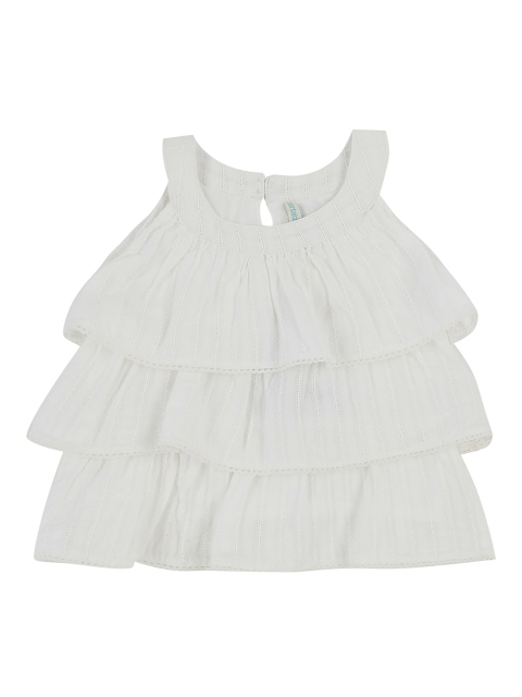 

Pantaloons Baby Girls White Solid Tiered Pure Cotton Top