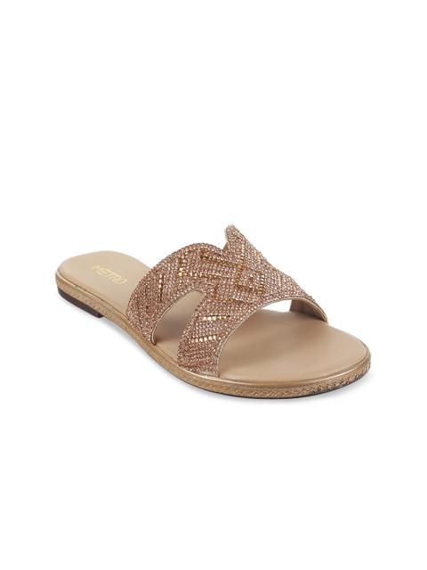 

Metro Women Rose Gold Embellished Open Toe Flats