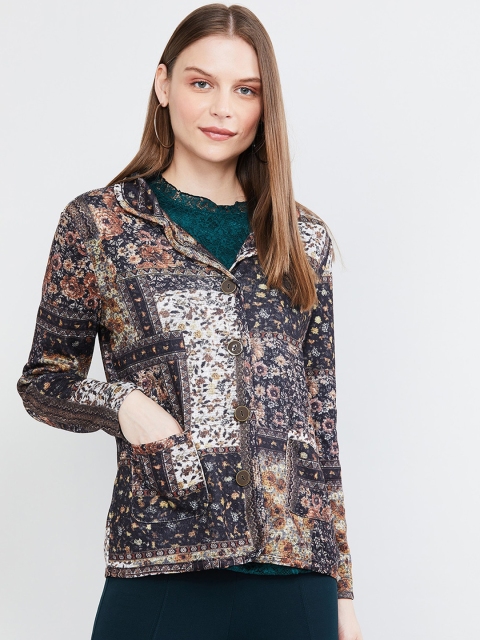 

max Women Black & White Printed Cardigan