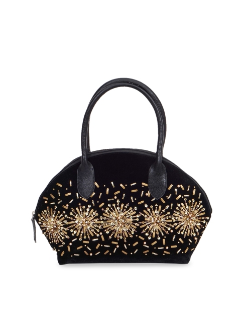 

Diwaah Black & Gold-Toned Embellished Handheld Bag