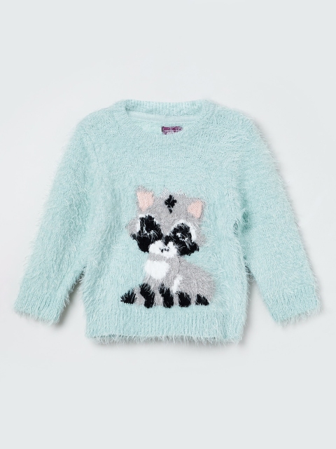 max Girls Green Self-Design Sweater