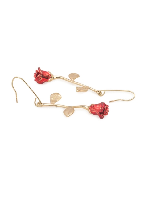 

Globus Red Gold Plated Handcrafted Floral Drop Earrings