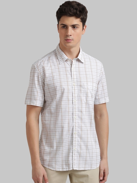 

Parx Men Beige & Mustard Yellow Slim Fit Checked Casual Shirt