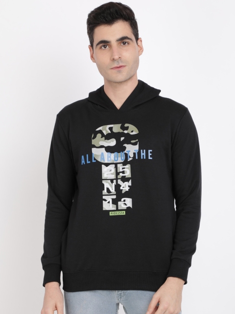

IVOC Men Black Printed Hooded Sweatshirt