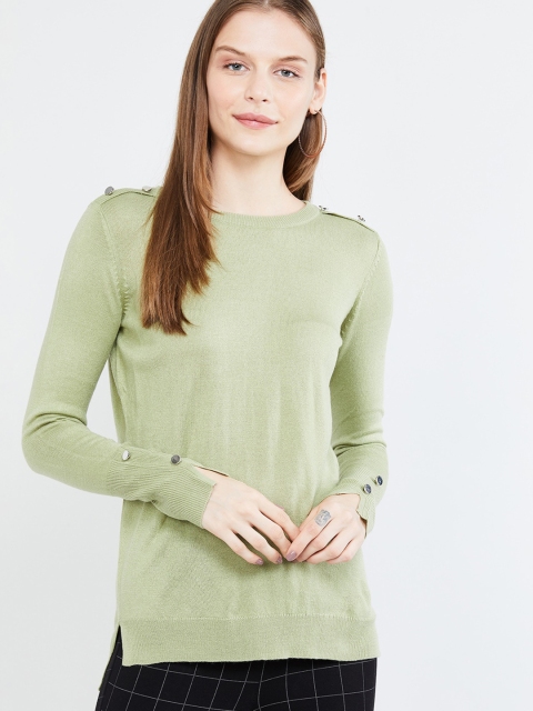 

max Women Green Solid Pullover Sweater