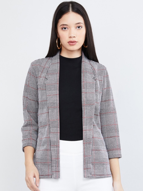 

max Women Grey Checked Tailored Jacket