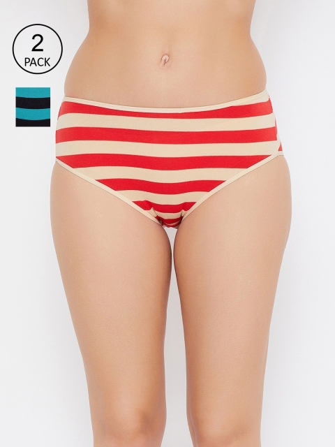 

Secrets by Zerokaata Women Pack Of 2 Assorted Striped Hipster Briefs SZPTY215