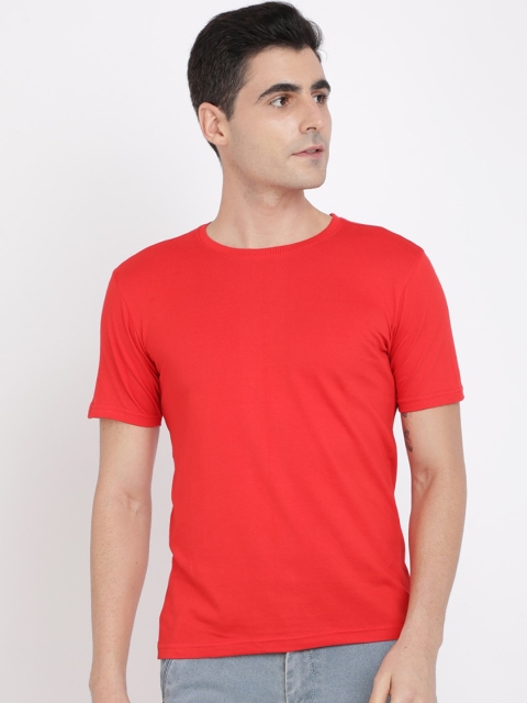 

IVOC Men Red Solid Round Neck T-shirt