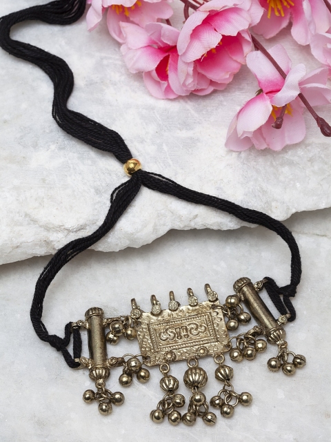 

Moedbuille Gold-Plated & Black Handcrafted Choker Necklace