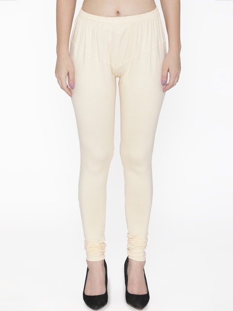 

N-Gal Women Cream-Coloured Solid Churidar Leggings