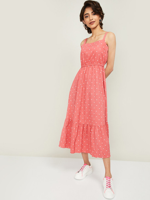 

Ginger by Lifestyle Women Coral Pink Printed Empire Dress